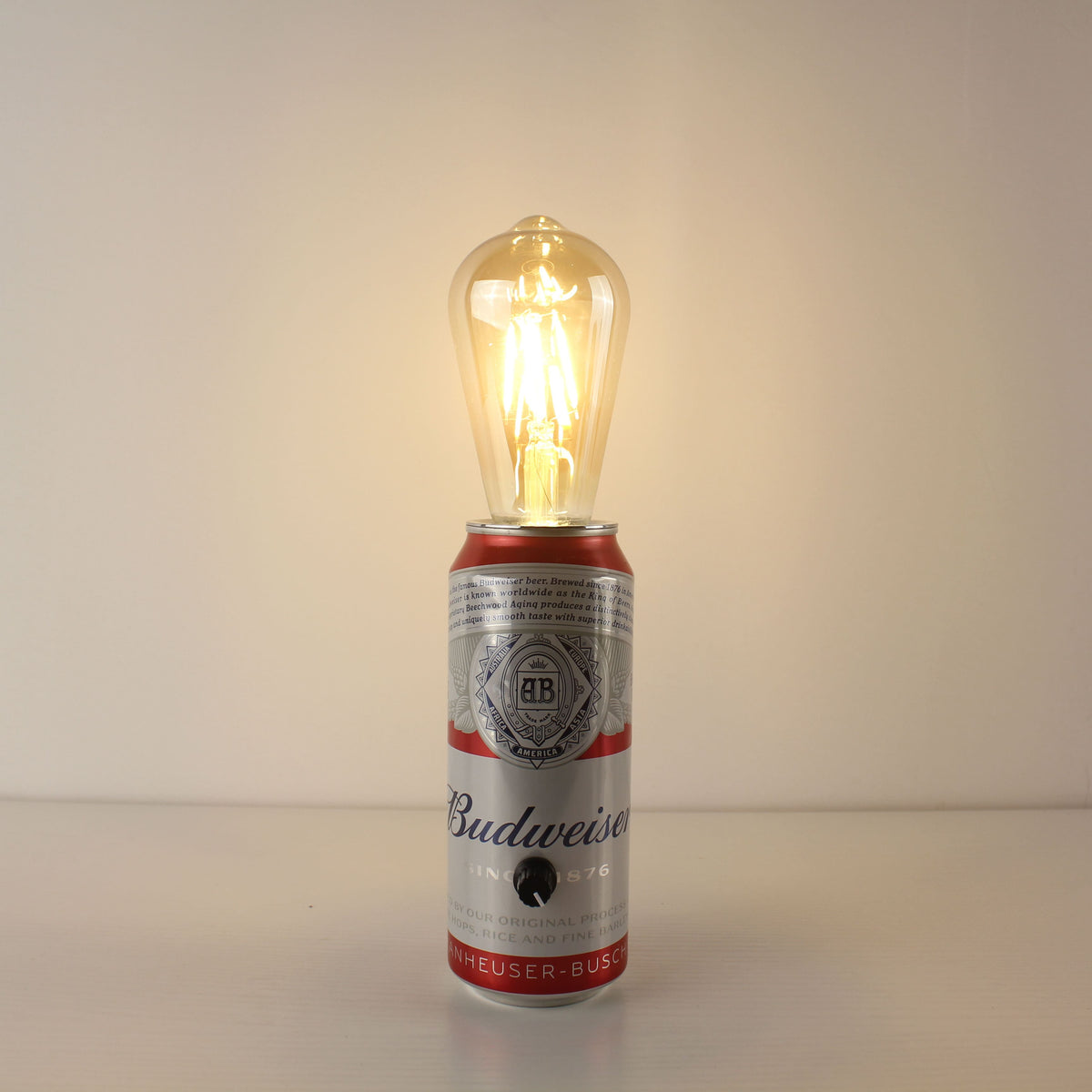 Budweiser Beer Recycled Can Cocktail Party Battery Operated Table Lamp