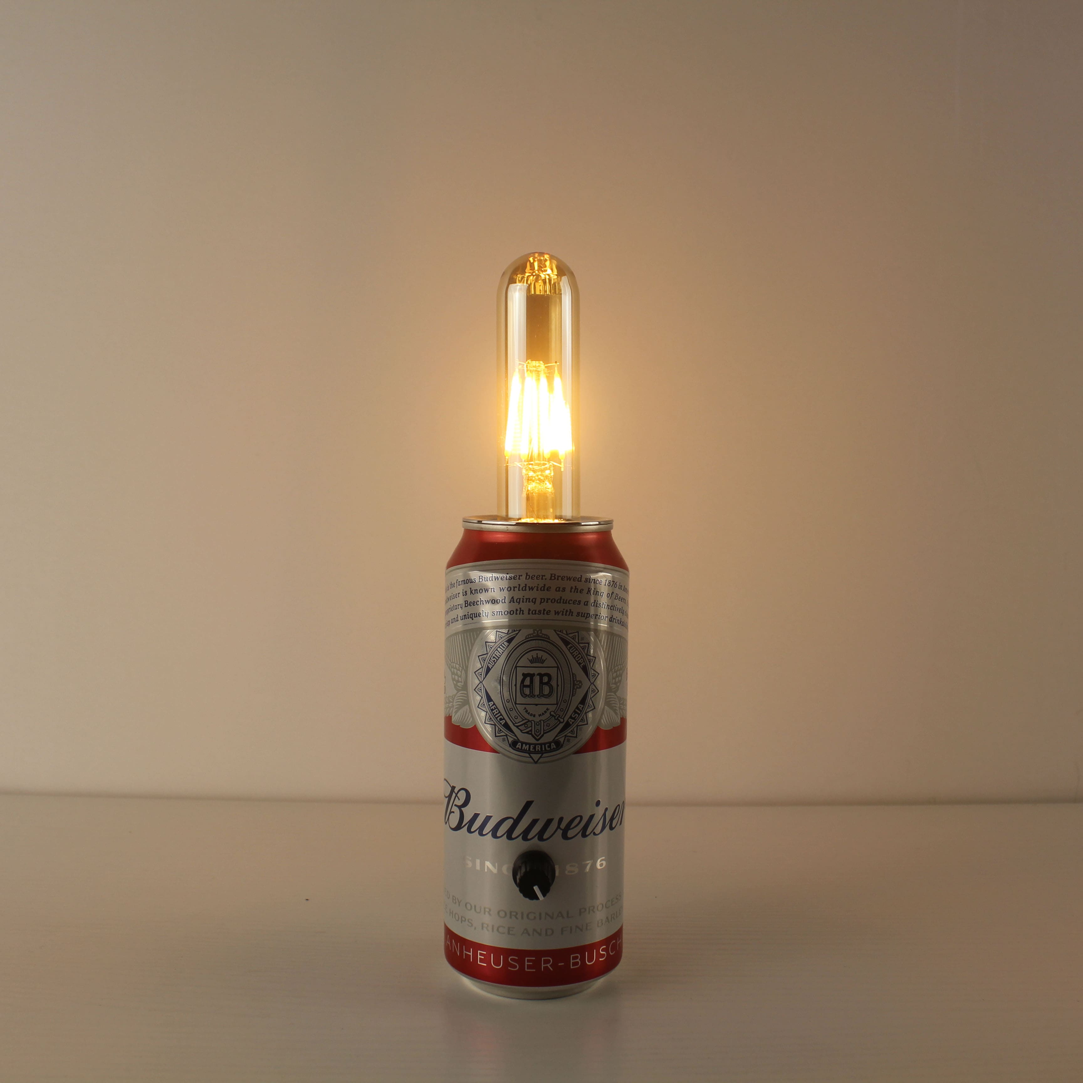 Budweiser Beer Recycled Can Cocktail Party Battery Powered Table Lamp