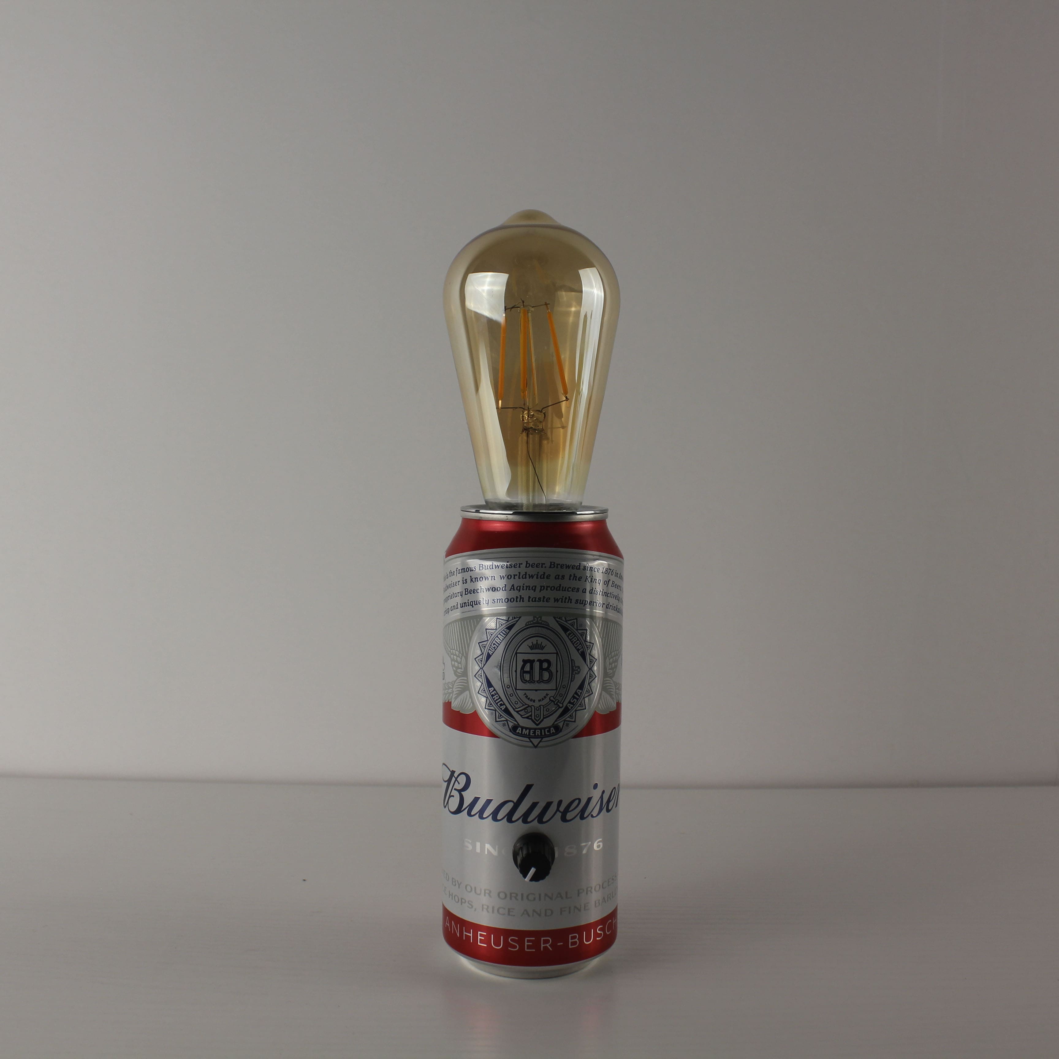 Budweiser Beer Recycled Can Cocktail Party Battery Table Lamp