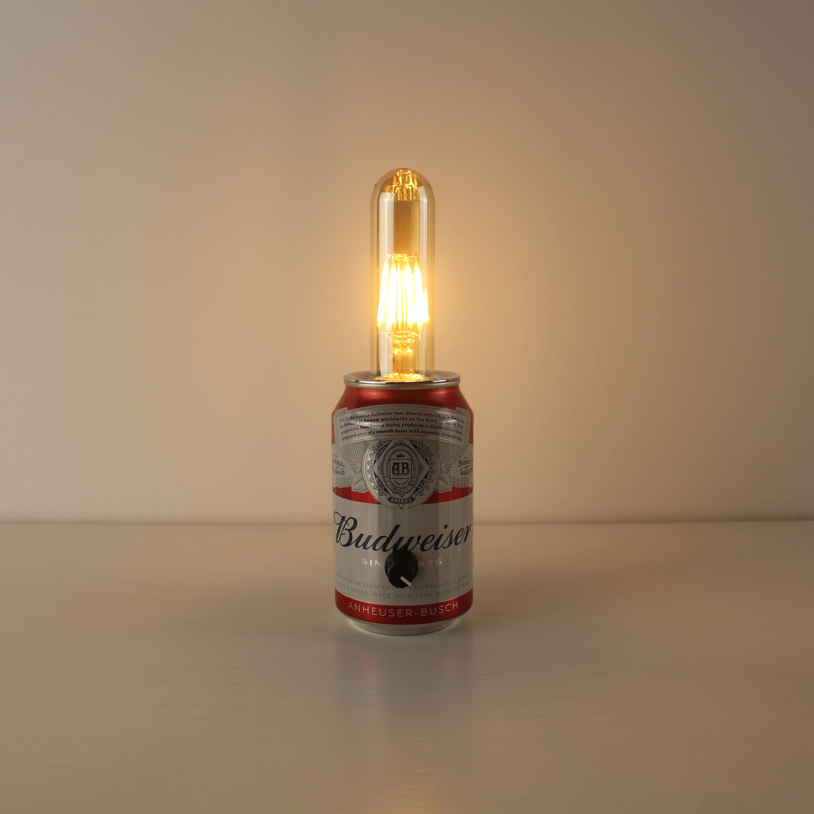 Budweiser Beer Recycled Can Restaurant Battery Operated Table Lamp