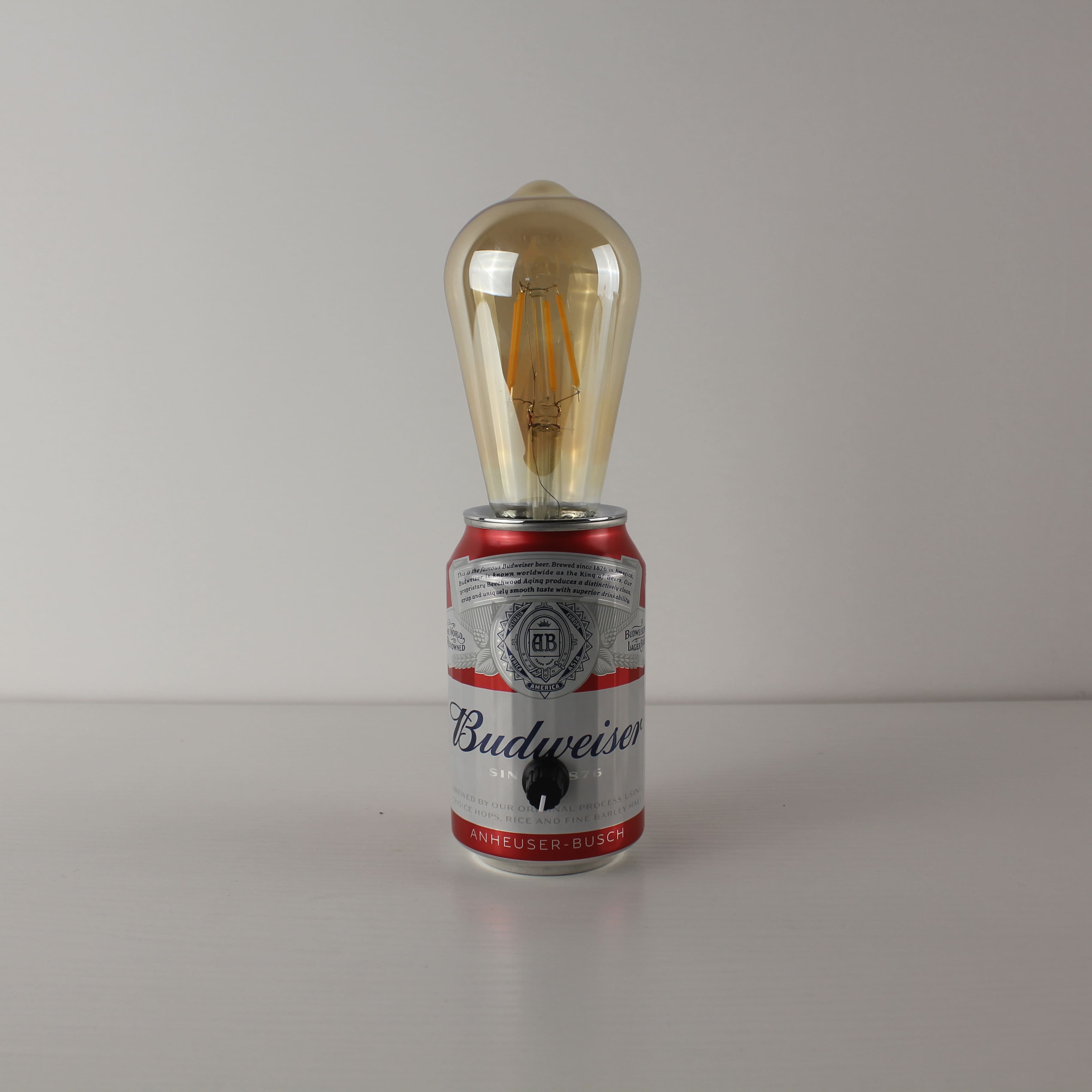 Budweiser Beer Recycled Can Restaurant Battery Powered Table Lamp
