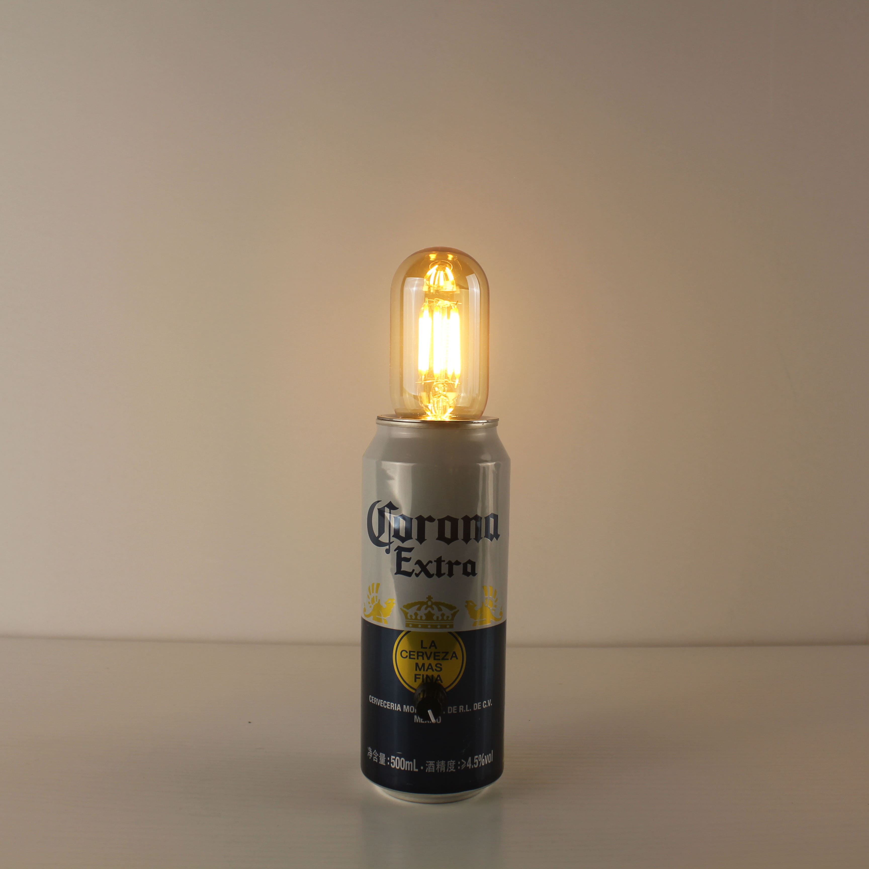 Corona Beer Recycled Can Battery Bistro Table Lamp