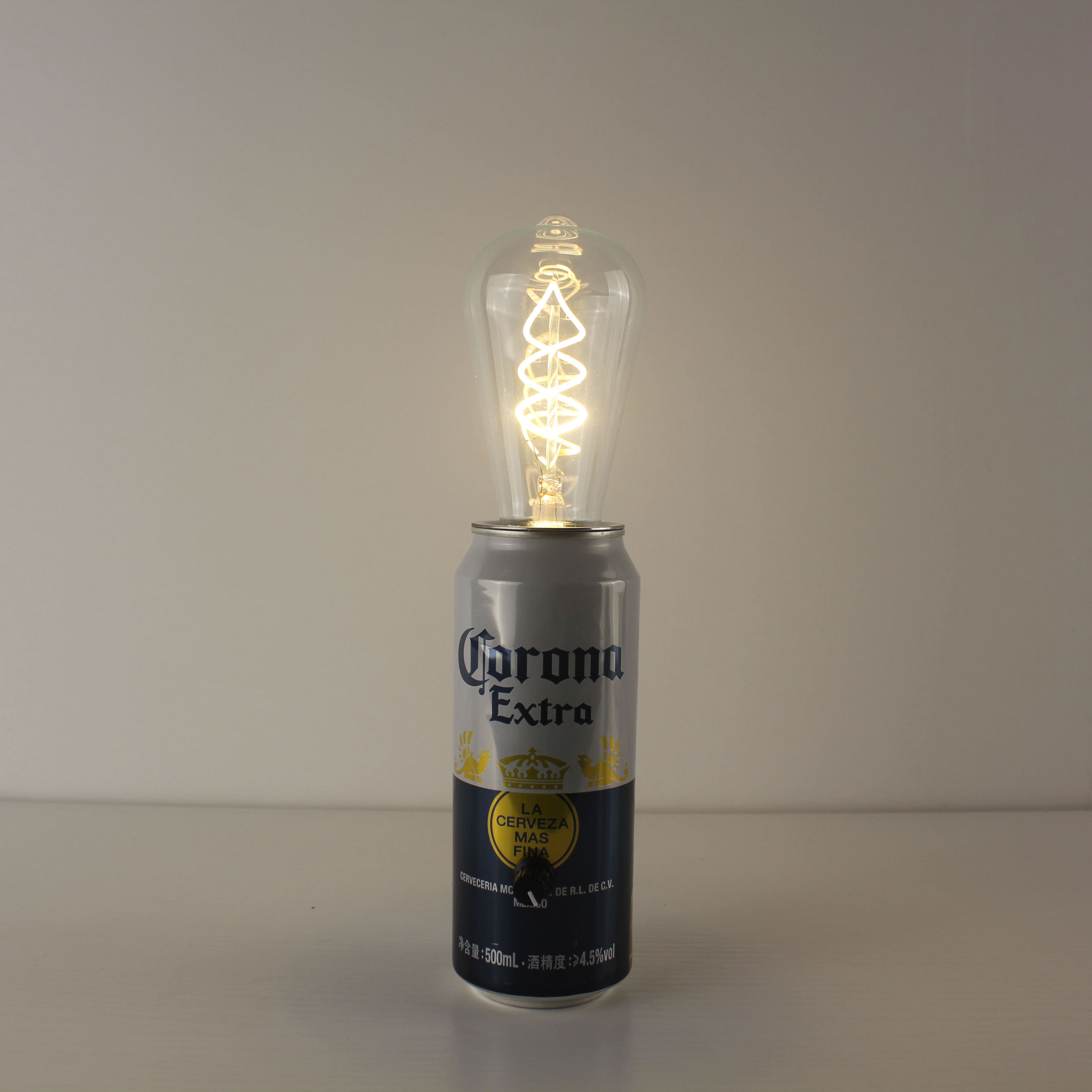 Corona Beer Recycled Can Battery Charged Bistro Table Lamp