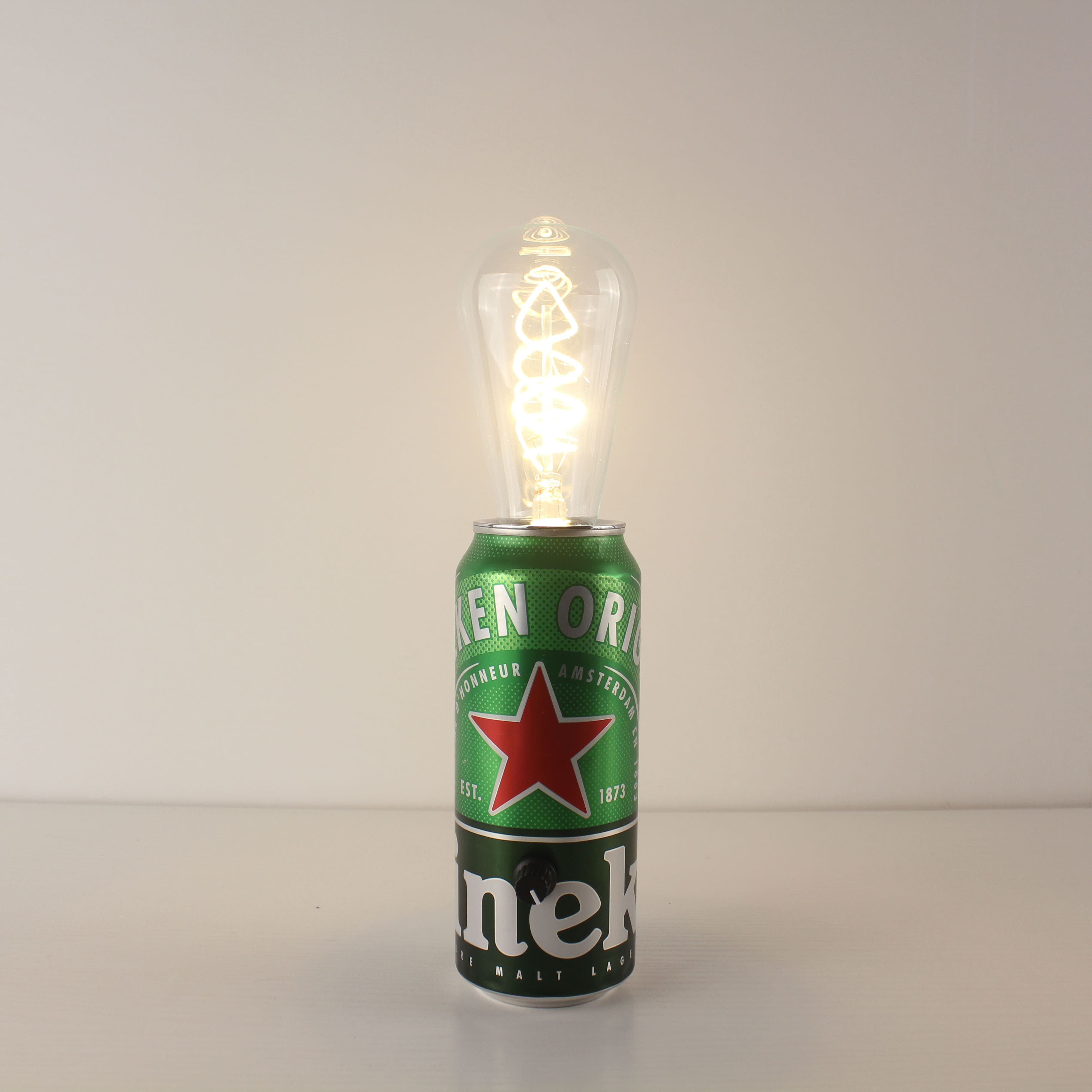 Heineken Beer Recycled Can Battery Tavern Edison Bulb Lamp