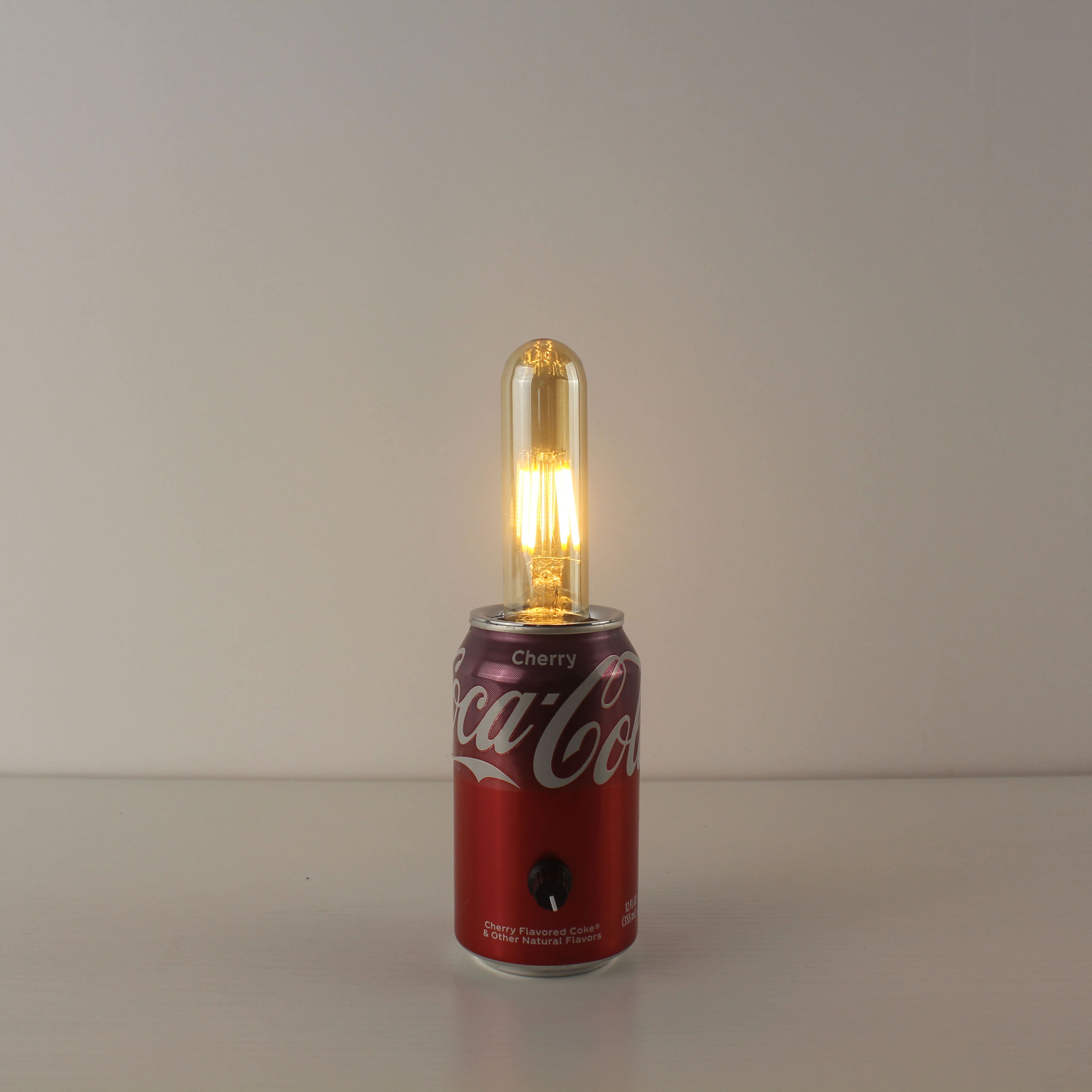 upcycled coca cola can battery operated bar table lamp