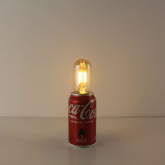 upcycled coca cola can battery operated pub table lamp