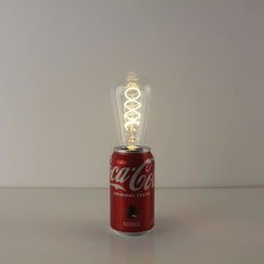 upcycled coca cola can battery run table pub lamps