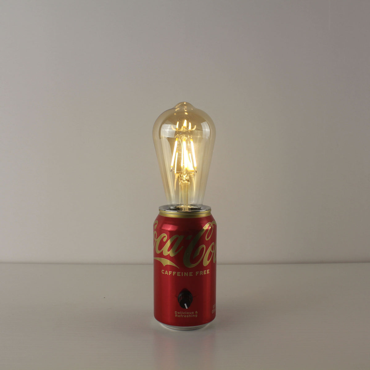upcycled coca cola can wireless wedding table lamp