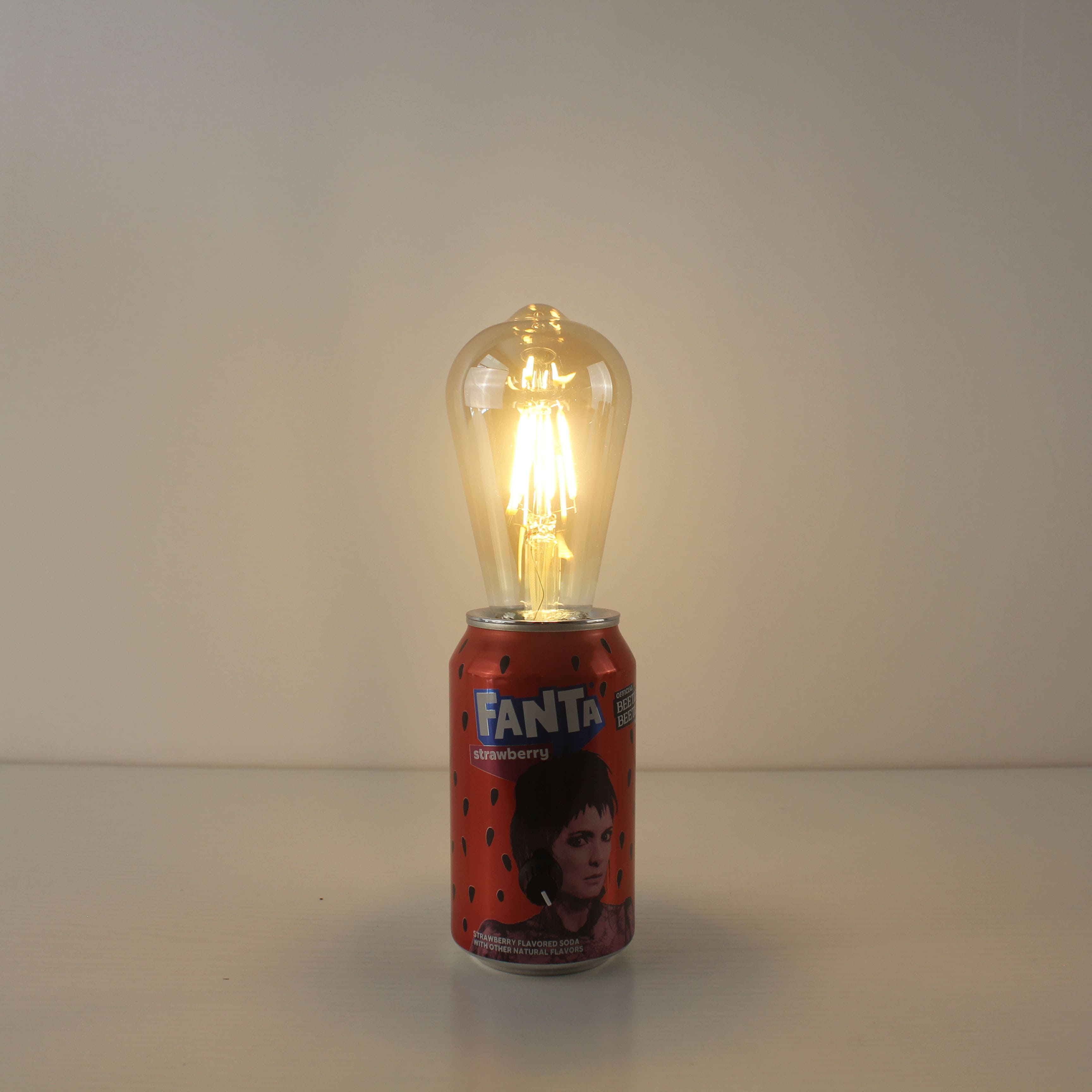 upcycled fanta soda pop can battery charged bistro table lamps