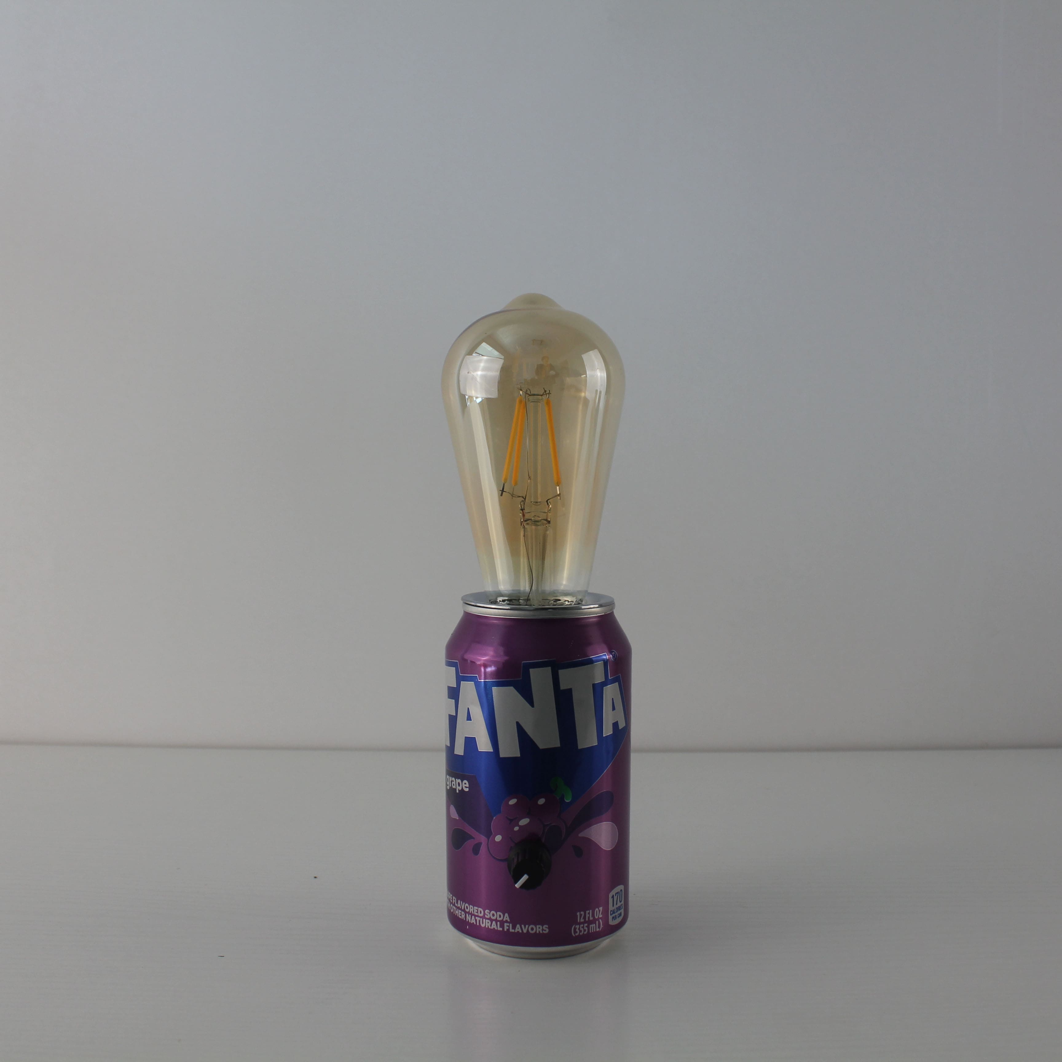 upcycled fanta soda pop can battery operated portable party table lamp