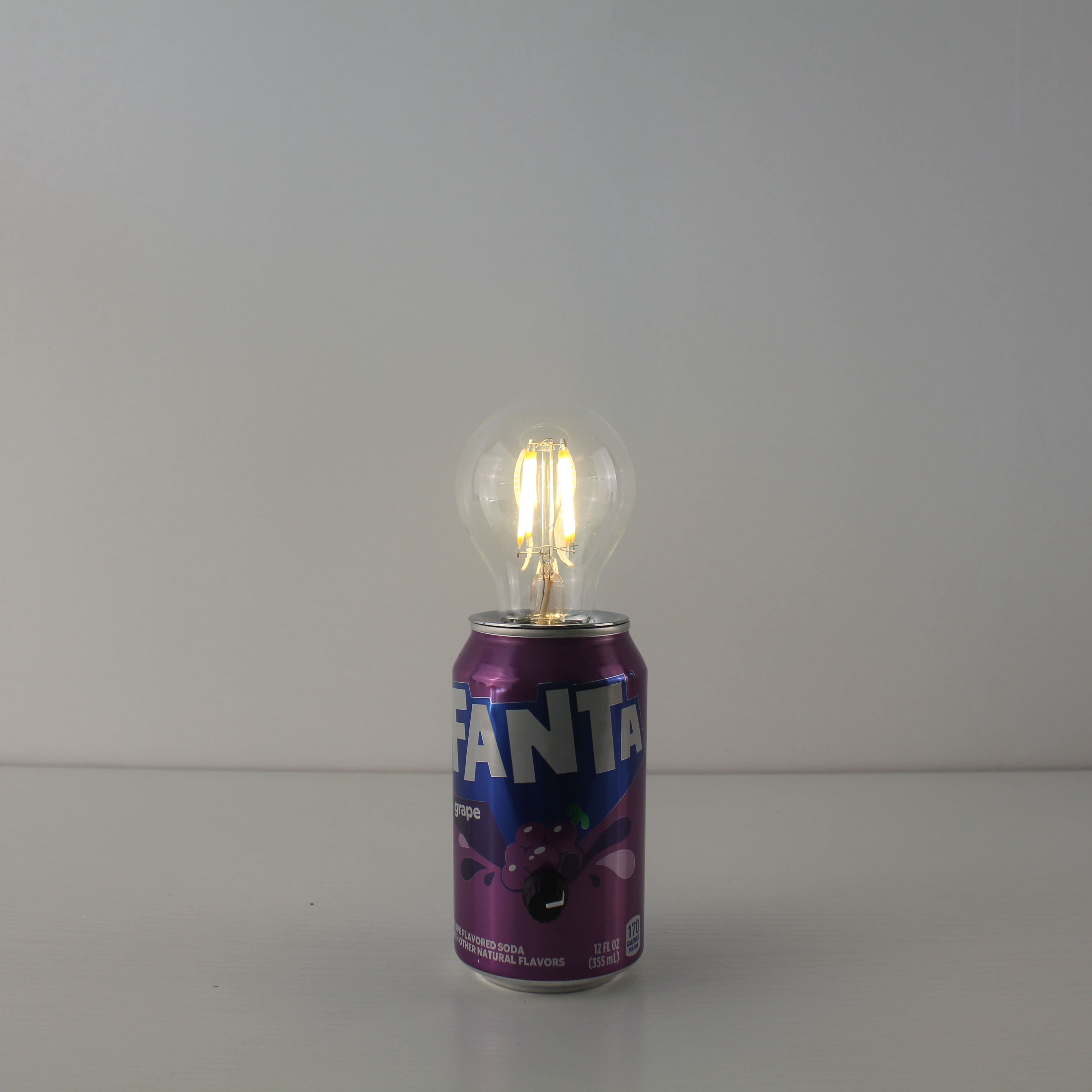 upcycled fanta soda pop can battery portable party table lamp
