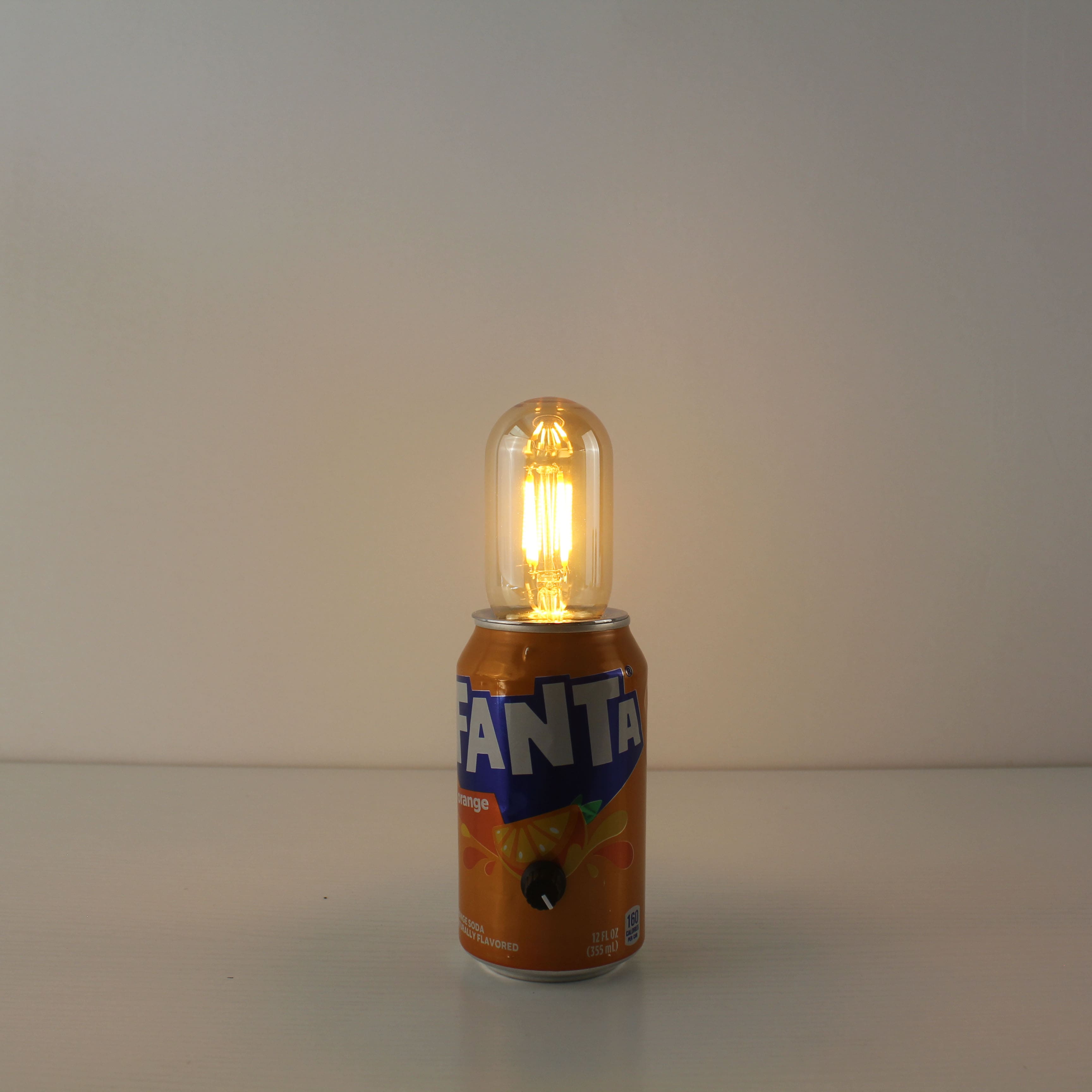 upcycled fanta soda pop can battery powered outdoor bar table lamp