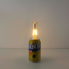 upcycled fanta soda pop can battery powered tavern table lamp