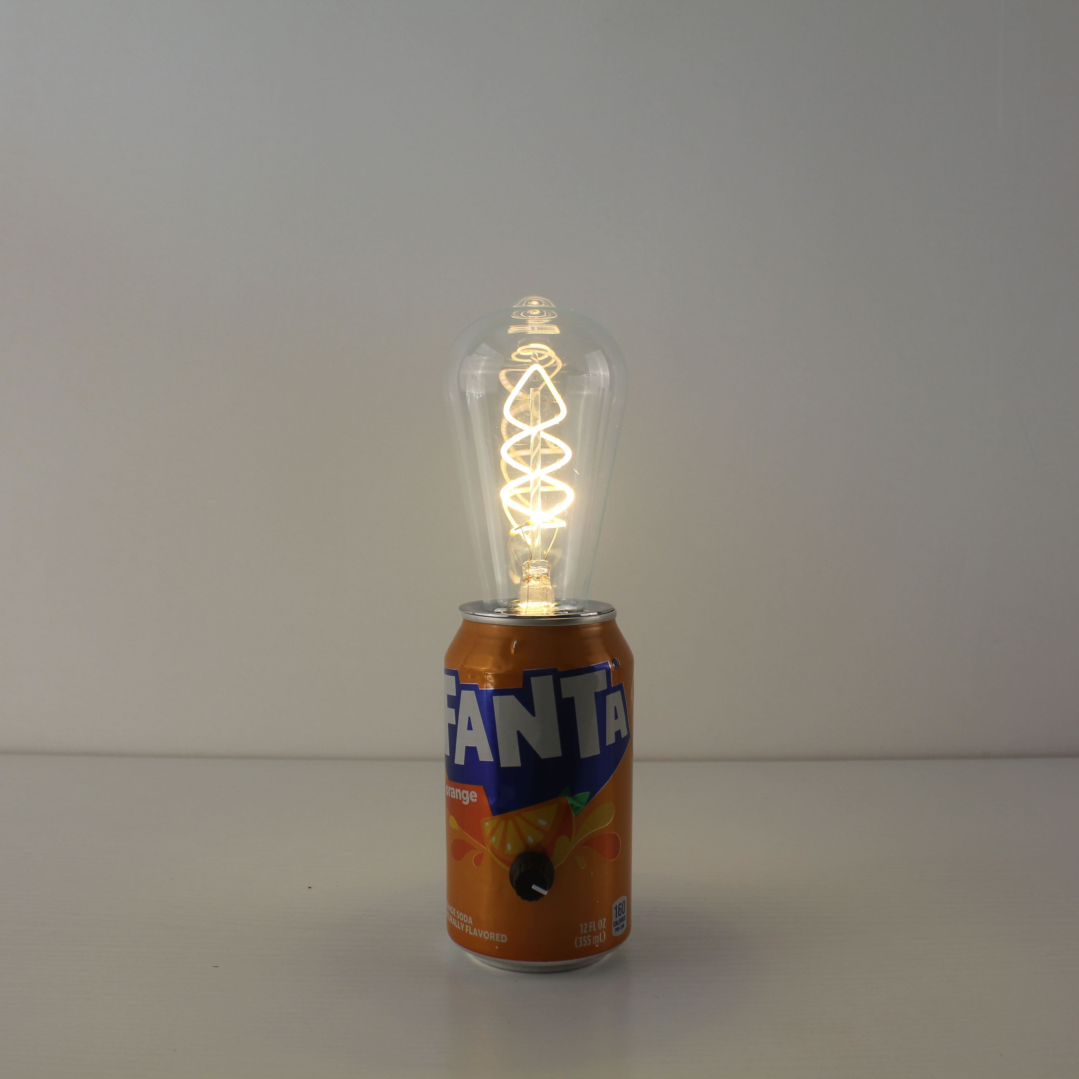 upcycled fanta soda pop can battery run table outdoor bar lamps