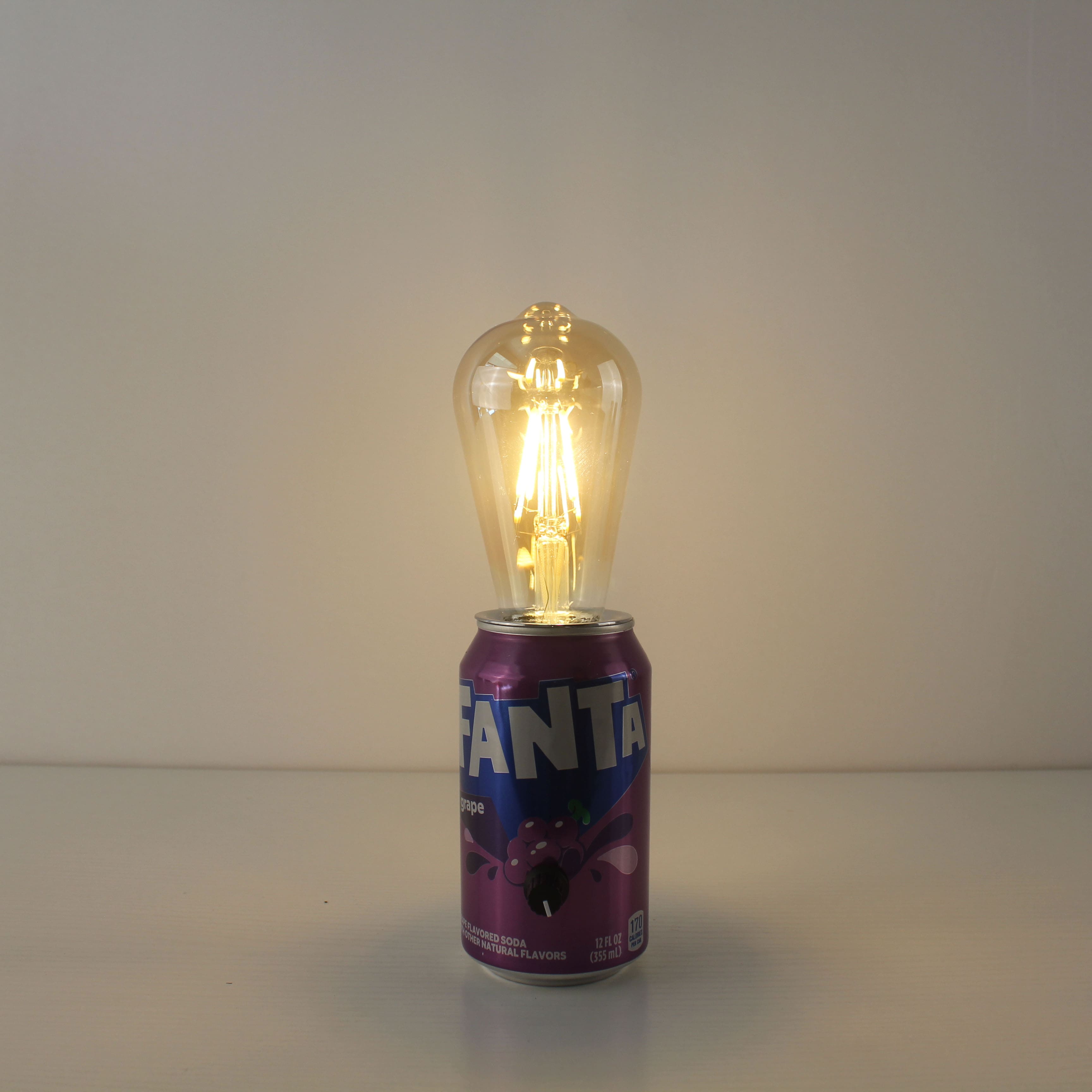 upcycled fanta soda pop can battery run table portable party lamps