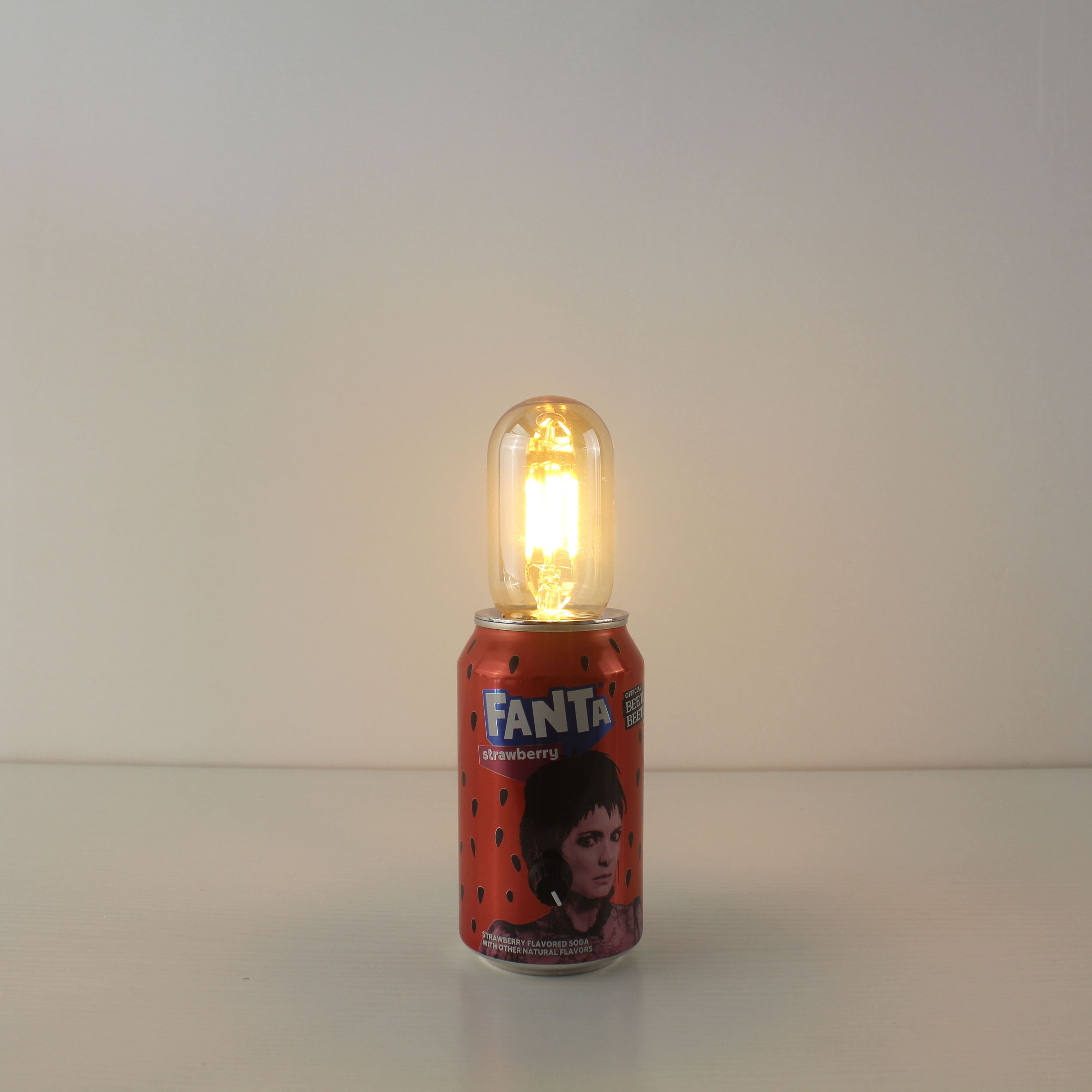 upcycled fanta soda pop can cordless bistro table lamp