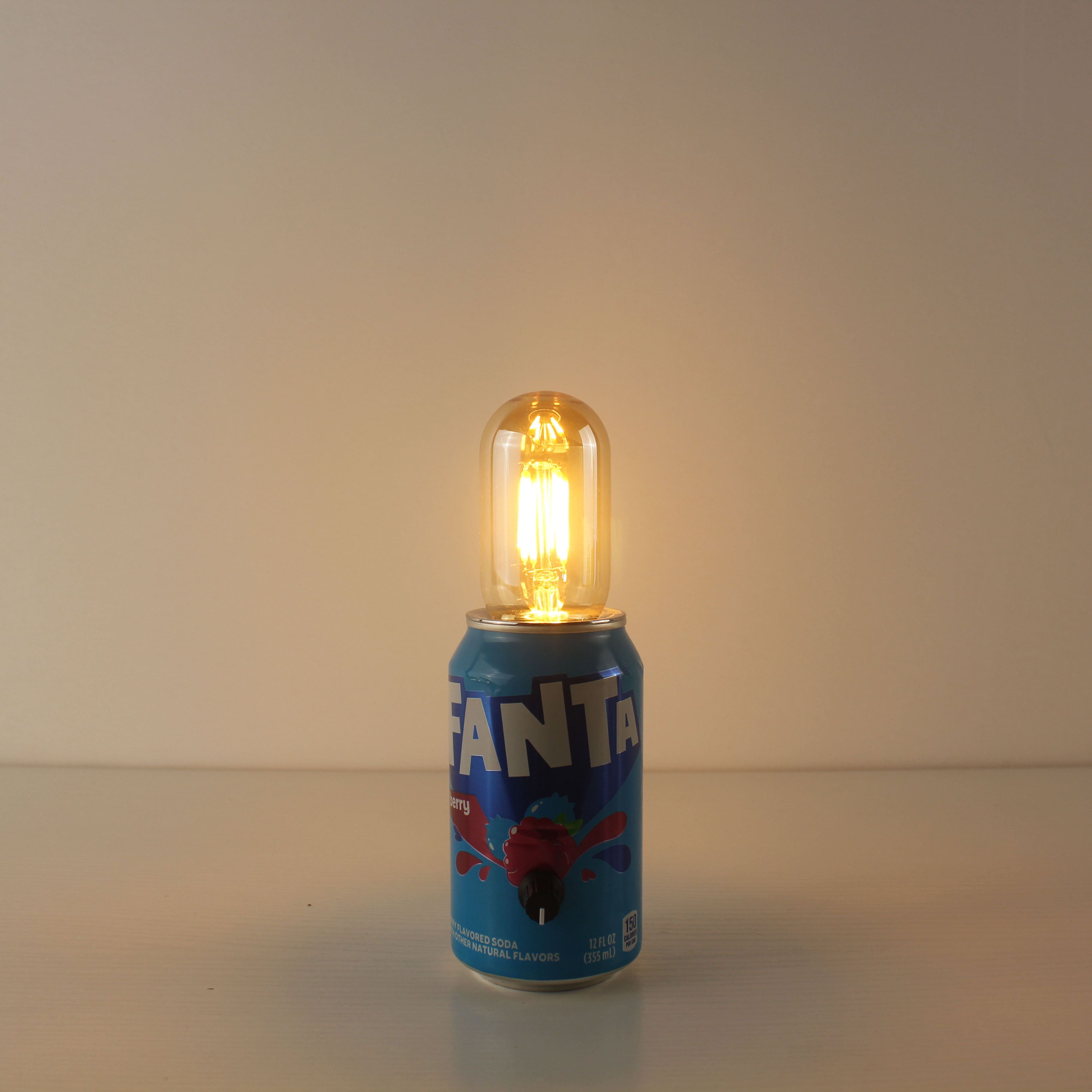 upcycled fanta soda pop can rechargeable edison bulb table lamp