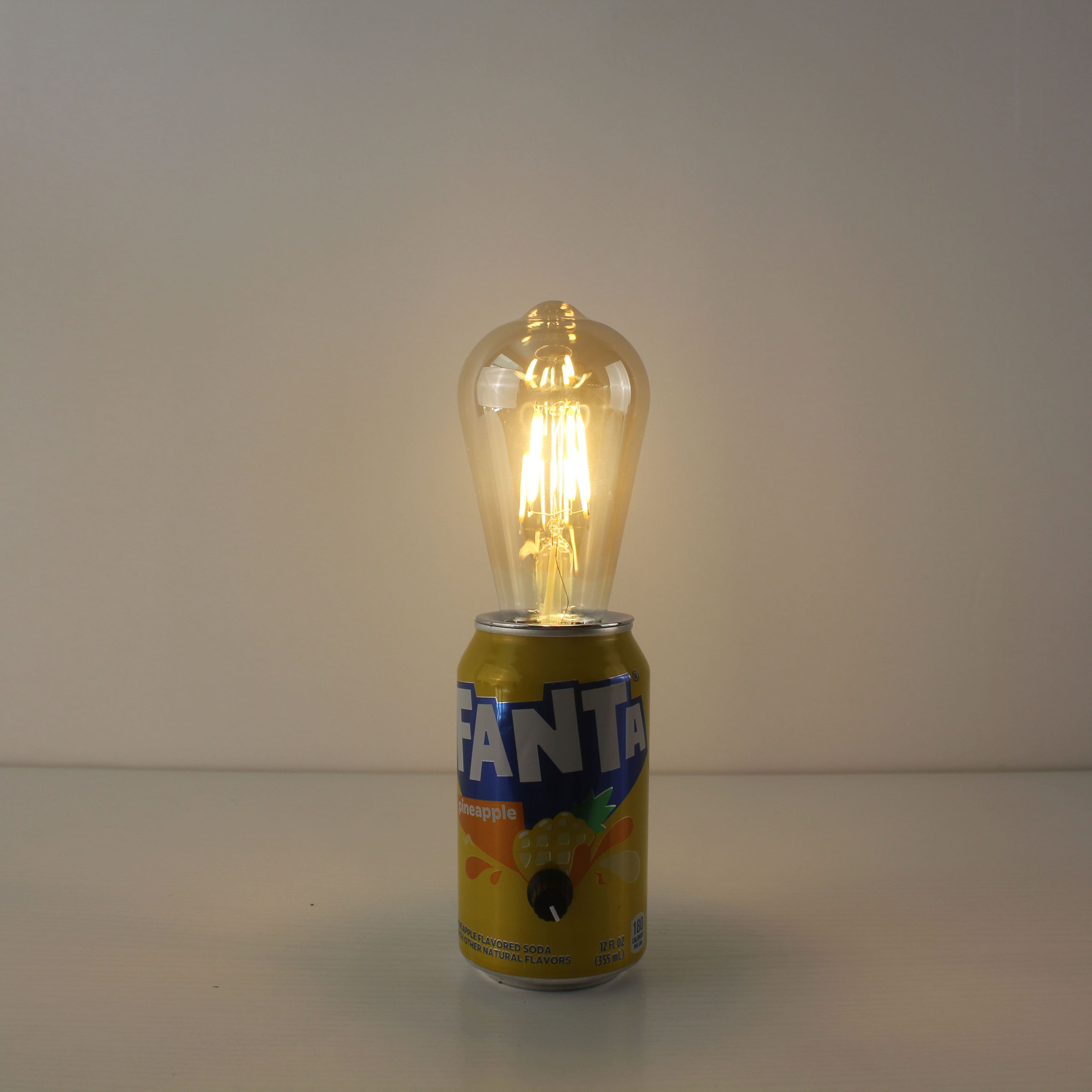 upcycled fanta soda pop can wireless tavern table lamp